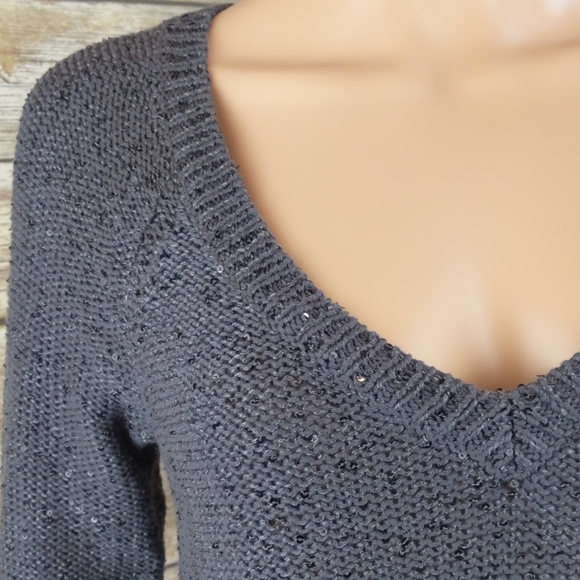 Splendid Sparkly Charcoal Pullover Sweater - Picture 2 of 8